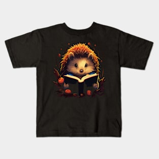 Hedgehog Reads Book Kids T-Shirt